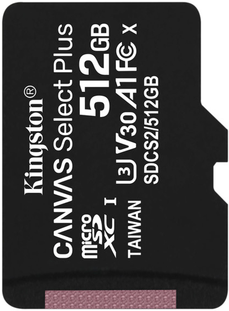 Карта пам'яті Kingston microSDXC 512GB Canvas Select Plus Class 10 UHS-I U3 V30 A1 (SDCS2/512GBSP) - зображення 1