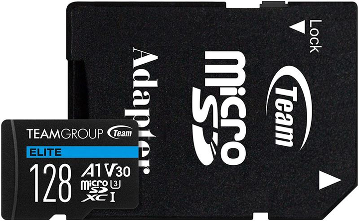 Karta pamięci Team microSDXC 128GB UHS-I/U3 Class 10 Elite + SD-adapter (TEAUSDX128GIV30A103) - obraz 1