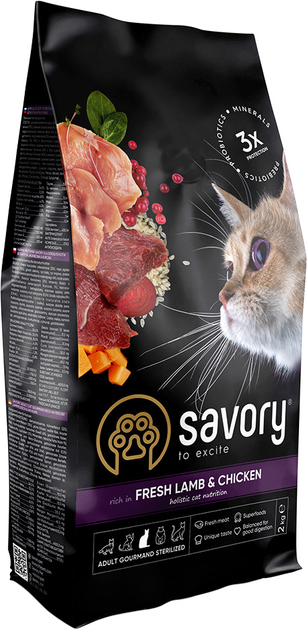 Сухой корм для кастрированных котов Savory Adult Cat Steril Fresh Lamb ...