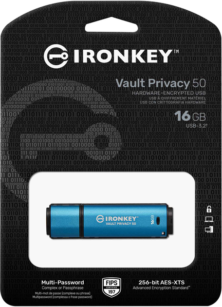 Флеш пам'ять USB Kingston IronKey Vault Privacy 50 16GB USB 3.2 Type-A Blue (IKVP50/16GB) - зображення 3