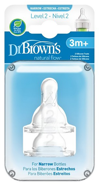 Соски для пляшечок Dr. Brown's Standard Teat Level 2 шт (72239305003) - зображення 1