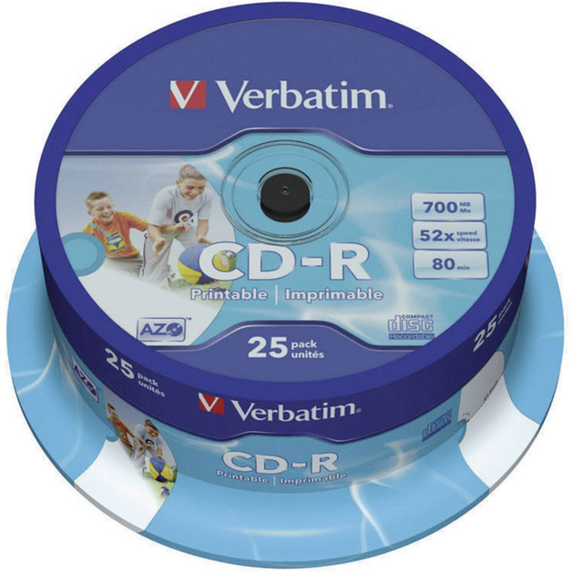 Диски Verbatim CD-R 700 MB 52x Cake 25 шт Print (0023942434399) - зображення 1