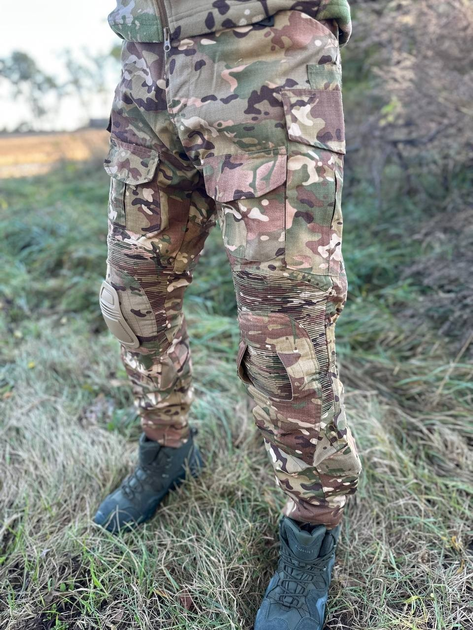 Військові тактичні штани з еластичними вставками штани Ріп-Стоп з знімними захисними наколінниками L(50) Мультикам - зображення 2