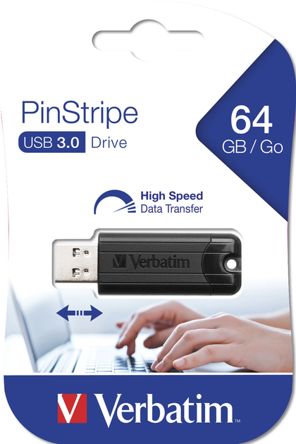 Pendrive Verbatim PinStripe USB 3.0 64GB Black (0023492493181) - obraz 5