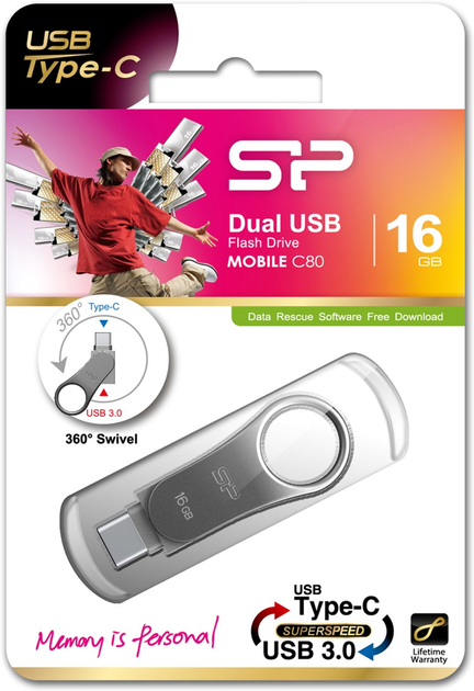Pendrive Silicon Power Mobile C80 16GB Silver (SP016GBUC3C80V1S) - obraz 4