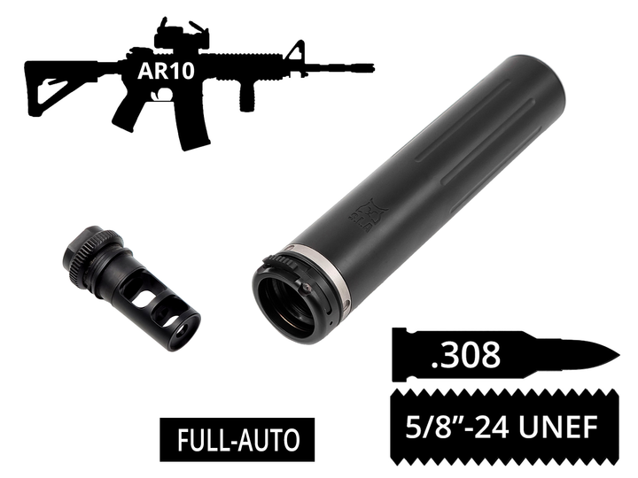 2в1 фулл-авто пбс + дгк S.L.A. Military MB з швидкозʼємом .308 5/8"x24 UNEF AR-10 - зображення 1