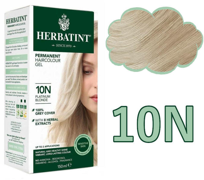 Żel-farba do włosów z utleniaczem Herbatint 10N Platinum Blonde 150 ml (8016744805155) - obraz 1
