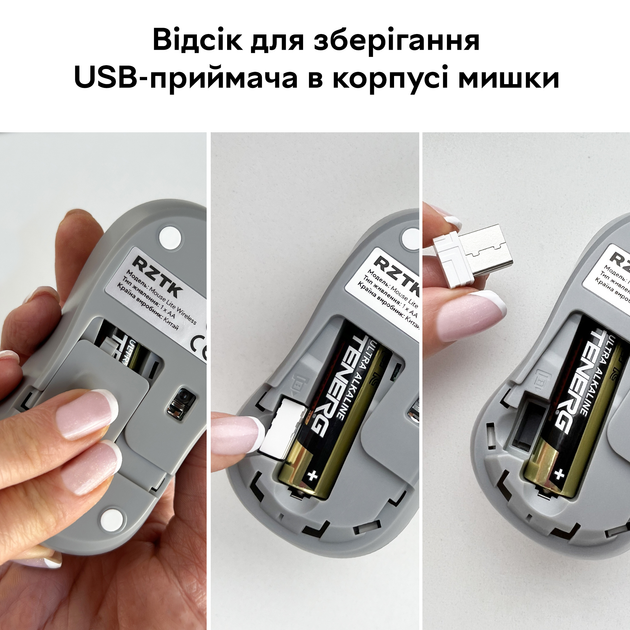Миша RZTK Mouse Lite Wireless White - зображення 8