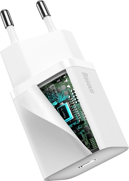Мережевий зарядний пристрій Baseus Super Silicone PD Charger 20W Type-C White (CCSUP-B02) - зображення 2