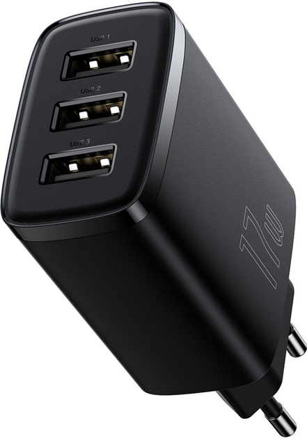 Ładowarka sieciowa Baseus Compact Charger 3U 17W EU Czarny (CCXJ020101) - obraz 4