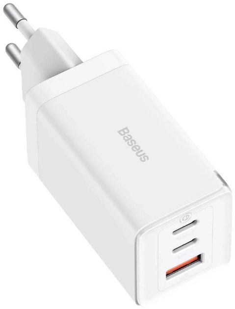 Мережевий зарядний пристрій Baseus GaN5 Pro 65W 2 x Type-C + USB + Cable Type-C to Type-C 100W White (CCGP120202) - зображення 2