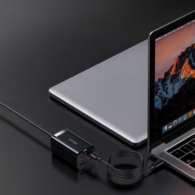 Мережевий зарядний пристрій Baseus GaN3 Pro Desktop Fast Charger + Cable Baseus Type-C to Type-C 65W 20V/5A 1 м Black (CCGP040101) - зображення 10