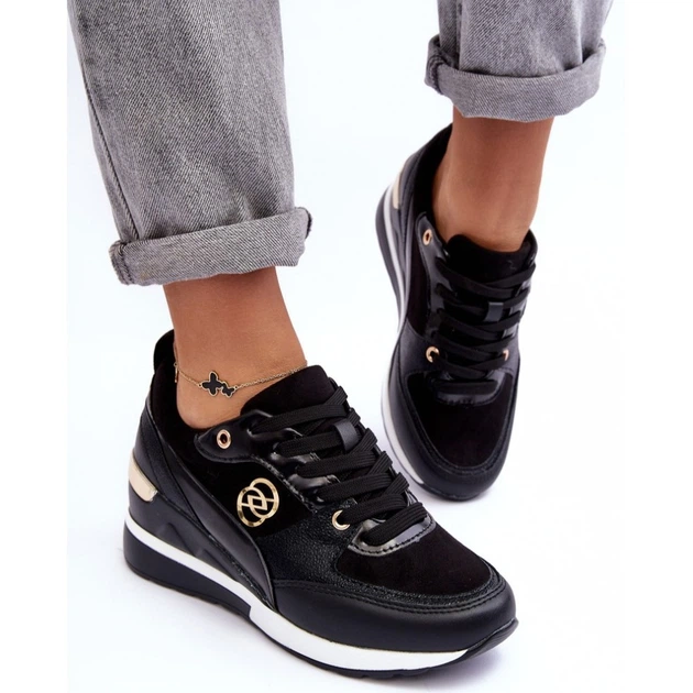 Sneakersy damskie na koturnie Genova 41 Czarne (5905677913804) - obraz 6