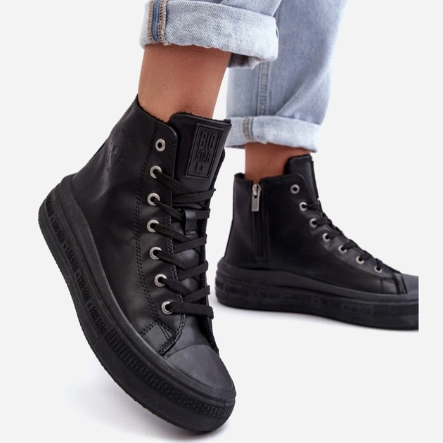 Zimowe trampki damskie z eko skóry Big Star MM274023 40 Czarne (5900714657697) - obraz 3