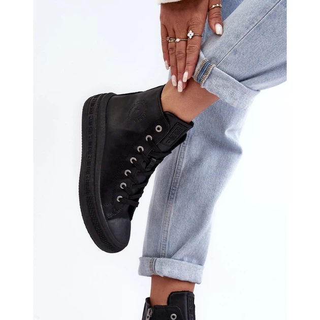 Zimowe trampki damskie z eko skóry Big Star MM274023 40 Czarne (5900714657697) - obraz 5