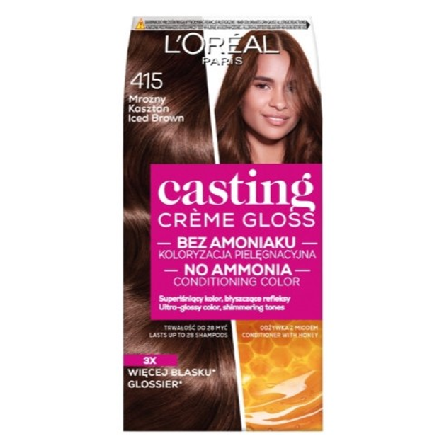 Farba do włosów L'Oreal Paris Casting Creme Gloss 415 mroźny kasztan 120 ml (3600521125595) - obraz 1