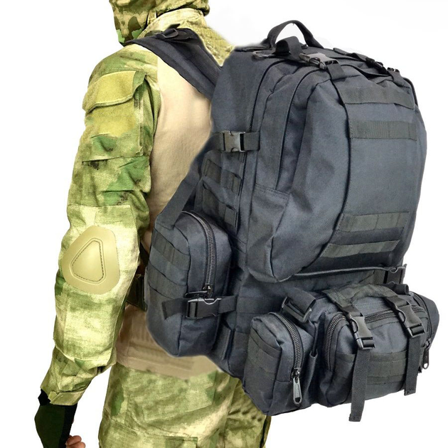 Тактический рюкзак с 3-мя подсумками Oxford 600D MOLLE водонепроницаемый 55х40х25 см 55л - изображение 2