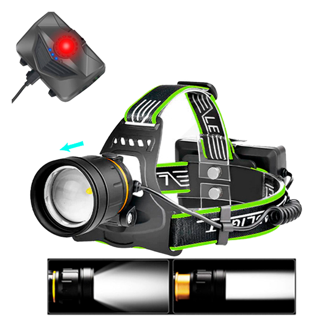 Потужний налобний ліхтар BL-A12-3, P90, Power Bank, АКБ х 18650, zoom, ЗП Type C - зображення 2