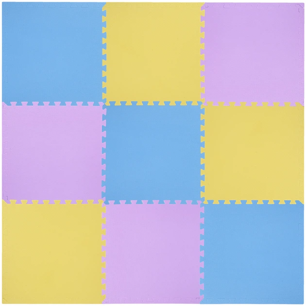 Килимок пазл HMS One Fitness MP10 10 мм 9 елементів Yellow-Blue-Purple (5907695592030) - зображення 4