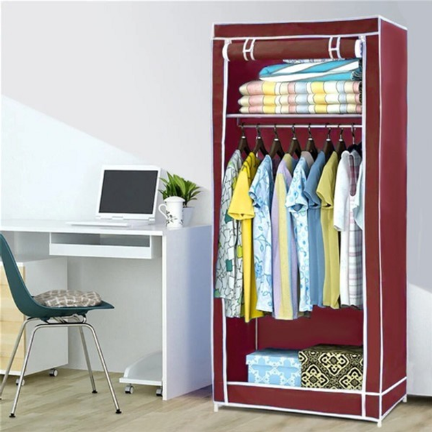 Шкаф тканевый раскладной Stenson 75х45х150 см R30899 wine red Бордовый ...
