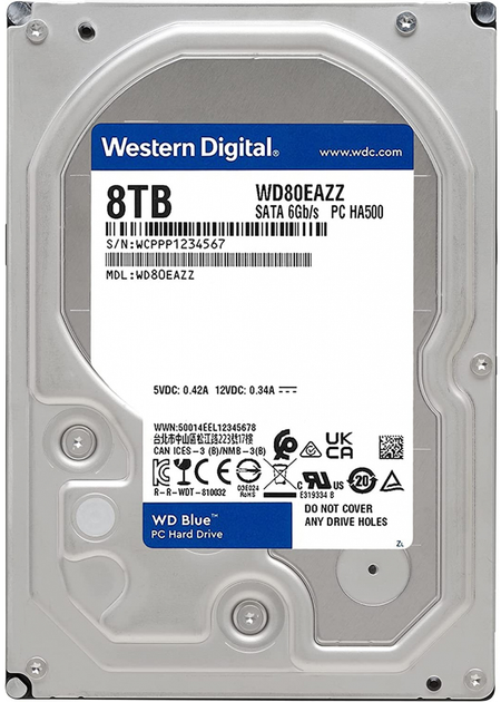 Dysk twardy Western Digital Niebieski 8TB 5640rpm 128MB WD80EAZZ 3.5" SATAIII (0718037894157) - obraz 1