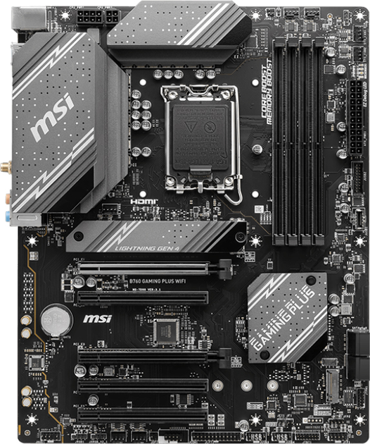 Материнська плата MSI B760 Gaming Plus Wi-Fi (s1700, Intel B760, PCI-Ex16) - зображення 1
