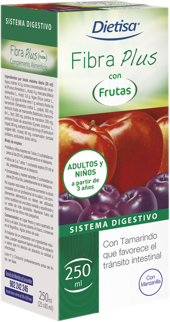 Suplement diety Dietisa Fibra Plus Con Frutas 250 ml (8414200201358) - obraz 1