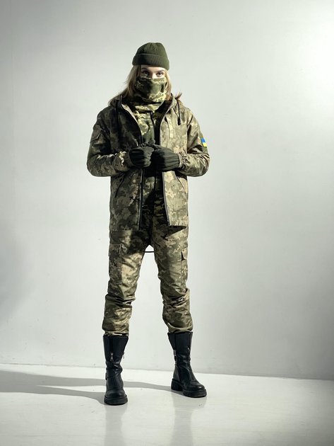 Зимний костюм 'Terra Hot' зеленый пиксель женский + бафф хаки и перчатки 3XL - изображение 1