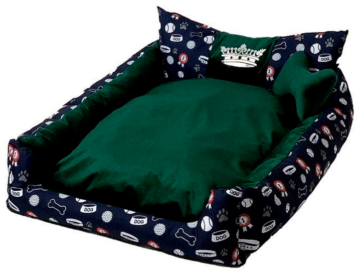 Лежак для тварин GoGift Korona L 90 x 75 x 16 см зелений (5905359297635) - зображення 1