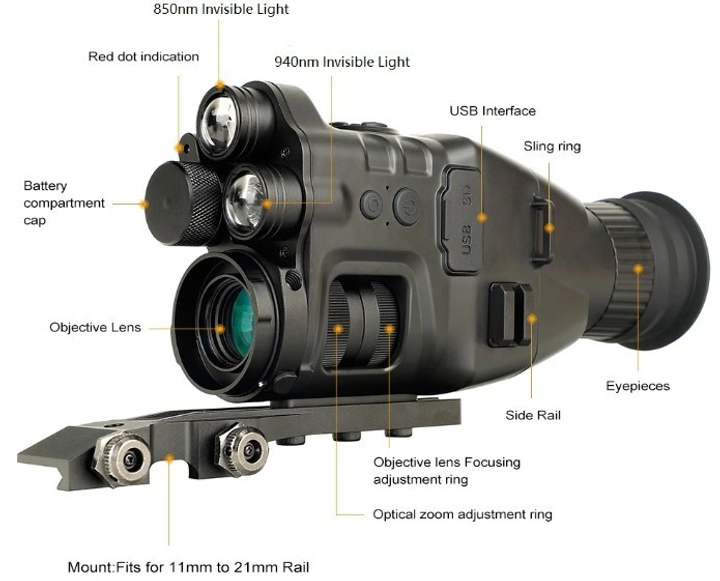 Прицел (монокуляр) прибор ночного видения Henbaker CY789 Night Vision до 400м с креплением - изображение 2