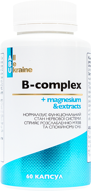 Комплекс витаминов группы B с магнием B-complex+magnesium ABU 60 капсул (4820255570488) - изображение 1