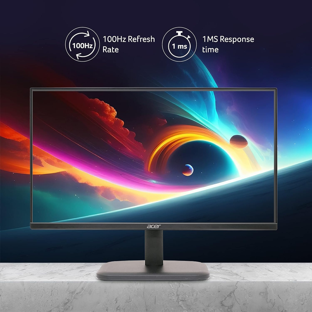 Монітор 21.5" Acer EK221QE3BI (UM.WE1EE.301) FHD IPS / 100Hz / 1ms VBR / 6-Bbit+FRC / sRGB 99% / AMD Free Sync / Eye Care Features / HDMI / VGA - зображення 3