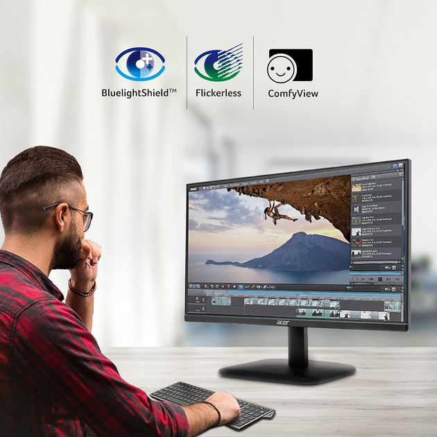Монитор 21.5" Acer EK220QE3BI (UM.WE0EE.303) FHD IPS / 100Hz / 1ms VBR / 6-Bbit+FRC / sRGB 99% / AMD Free Sync / Eye Care Features / HDMI / VGA - изображение 5