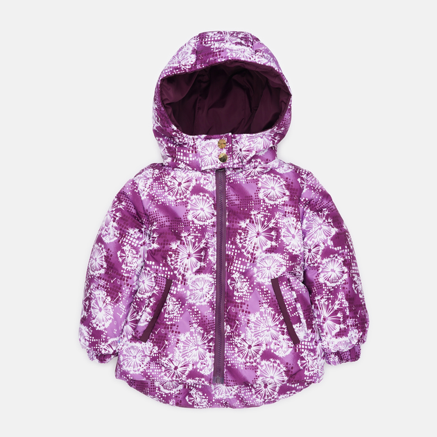 Акція на Дитяча зимова куртка для дівчинки Одягайко 20463 98 см Фіолетовий принт від Rozetka