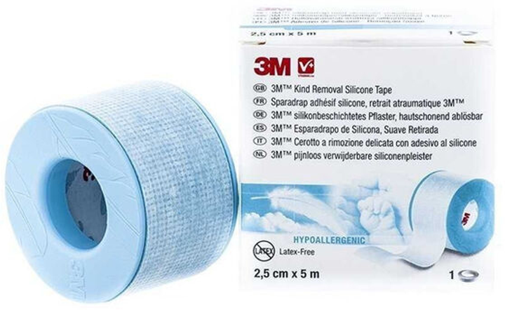 Bandaż elastyczny 3M Micropore Silicone Adhesive Plaster Tape 2.5 cm × 5 m (4046719621224) - obraz 1