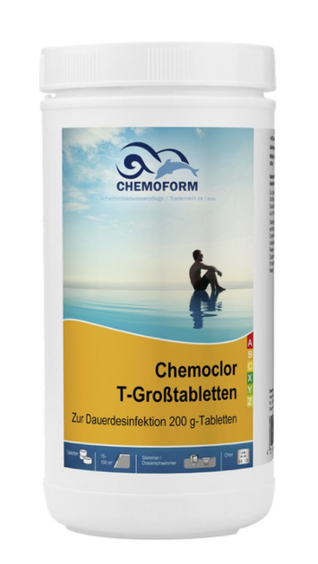 Хлорный препарат Chemochlor-T-Großtabletten (таб. 200 г), 1 кг- таблетки для длительного обеззараживания воды в бассейне - изображение 2