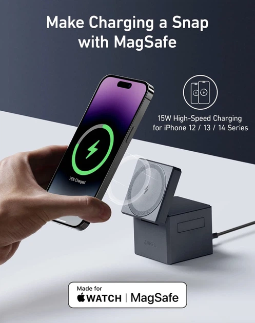 Зарядний пристрій Anker 3-in-1 Cube with MagSafe для iPhone 17/17