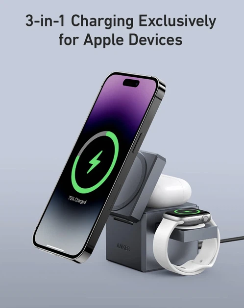 スマホアクセサリー Anker 3-in-1 Cube with MagSafe Зарядное устройство Anker 3-in-1 Cube with MagSafe для iPhone 17