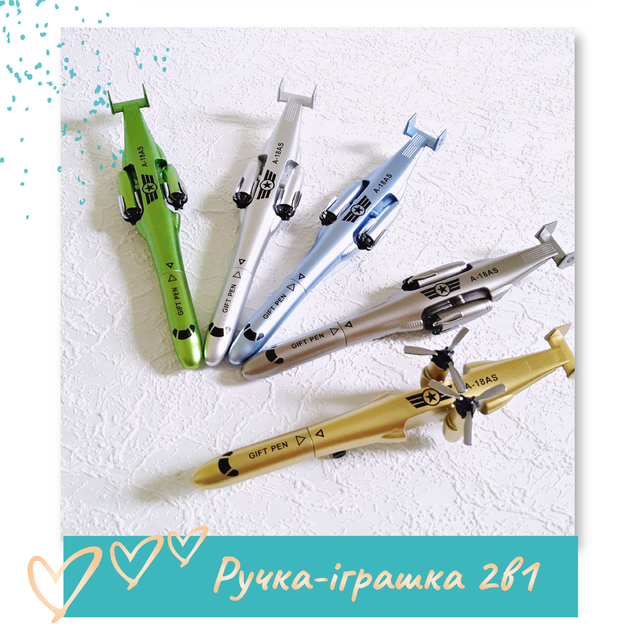 Ручка 2в1 гелевая САМОЛЕТ золотой синяя паста 0.5мм арт.18А-S - изображение 8