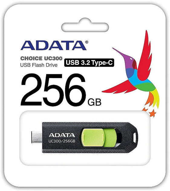 Флеш пам'ять ADATA UC300 256GB USB 3.2 Black/Green (4711085939142) - зображення 4