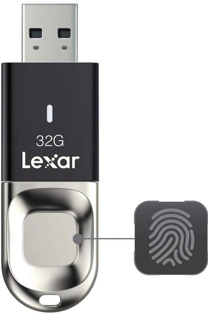 Pendrive Lexar JumpDrive Fingerprint F35 32GB USB 3.0 Czarny (843367119790) - obraz 1