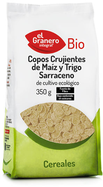 Chrupiące płatki kukurydziane i gryczane El Granero Copos Crujientes De Maiz y Trigo Sarraceno Bio 350 g (8422584089950) - obraz 1
