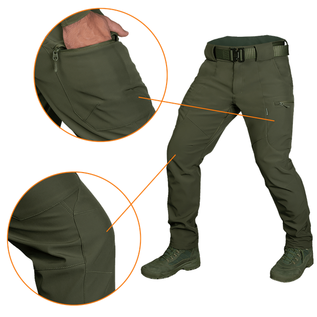 Штаны тактические демисезонные износостойкие для силовых структур SoftShell Vent Олива (7331), XXL (OPT-26481) - изображение 4