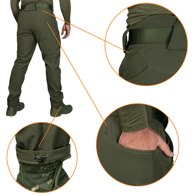 Штаны тактические демисезонные износостойкие для силовых структур SoftShell Vent Олива (7331), XXL (OPT-26481) - изображение 6