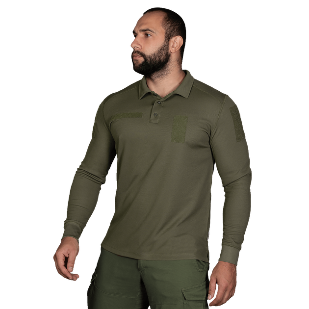 Поло футболка тактическая мужская с длинным рукавом для силовых структур CM Олива (7368), S (OPT-10501) - изображение 2