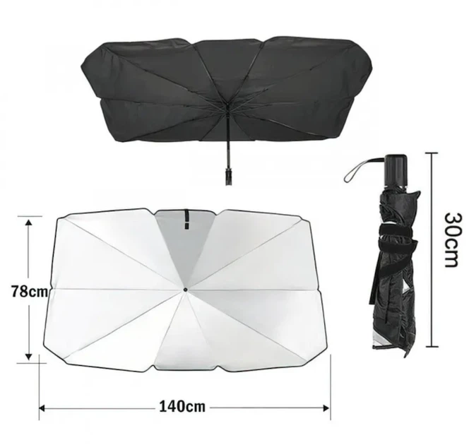 Парасолька на лобове скло в авто Car Umbrellas Чорний Сонцезахисна шторка Автомобільний козирок для захисту від сонця - Фото 7 Парасолька на лобове скло в авто Car Umbrellas Чорний Сонцезахисна шторка Автомобільний козирок для захисту від сонця - изображение 7