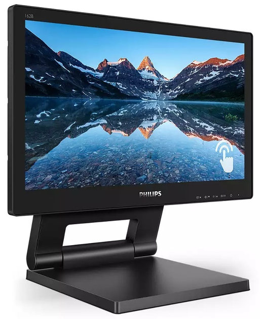 Монітор сенсорний 15.6' Philips 162B9T/00, Black, WLED, TN, 1366x768 (5:4), 4 мс, 75 Гц, 220 кд/м², 500:1, 170°/160°, 2x2 Вт, 2xUSB 3.1, VGA/DVI-D/HDMI/DP, VESA 100x100 мм, IP65 - изображение 2