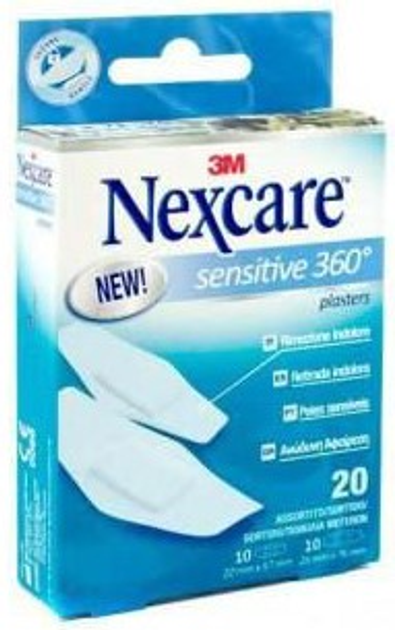 Медицинские пластыри 3M Nexcare Sensitive 360 De Silicona 2.5 см x 7.2 см 20 шт (4054596280762) - изображение 1