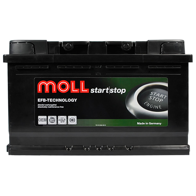 Автомобільний акумулятор MOLL EFB (Lb4) 75Ah 760A R+ MOLL - изображение 1