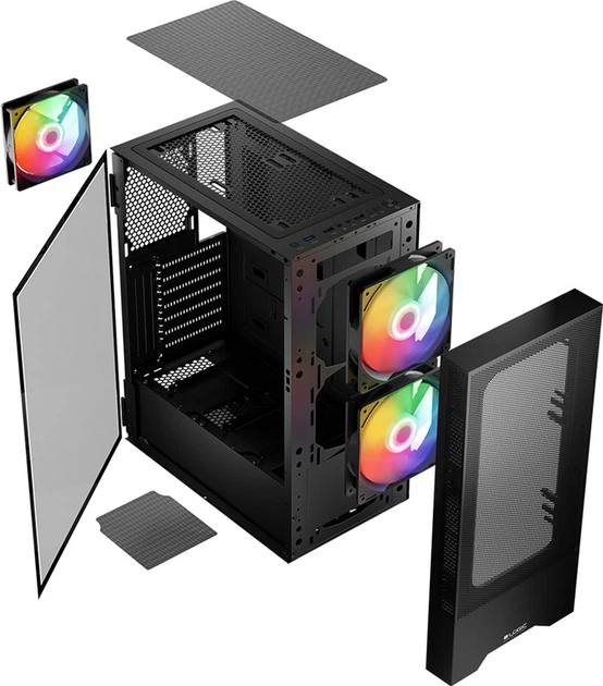 Корпус Logic Concept Arya Mesh+Glass ARGB fans 2x140 mm + 1x120 mm Black (AT-ARYA-10-000000-0002) - зображення 12